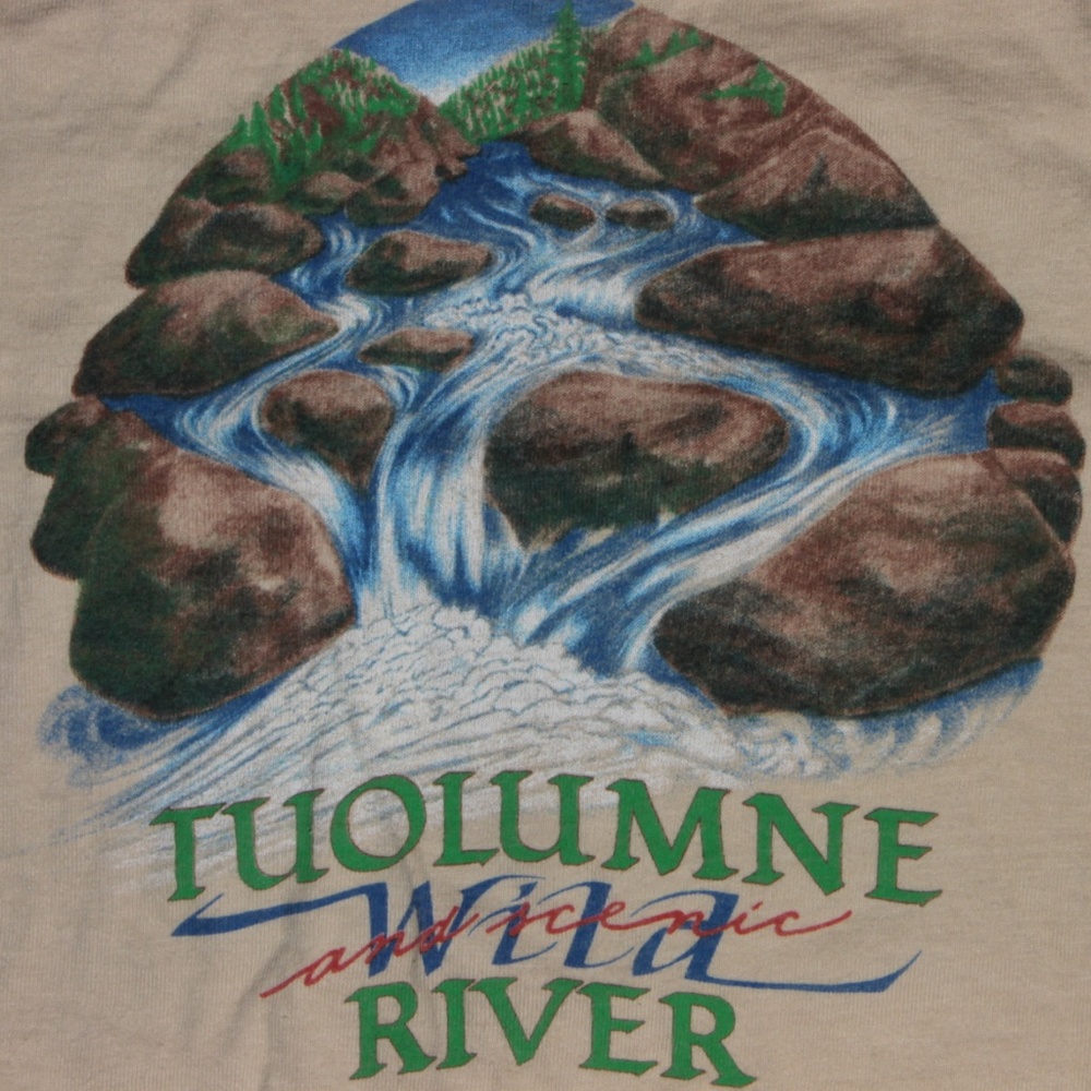 Vintage Tuolumne River Rafting Brown T Shirt S